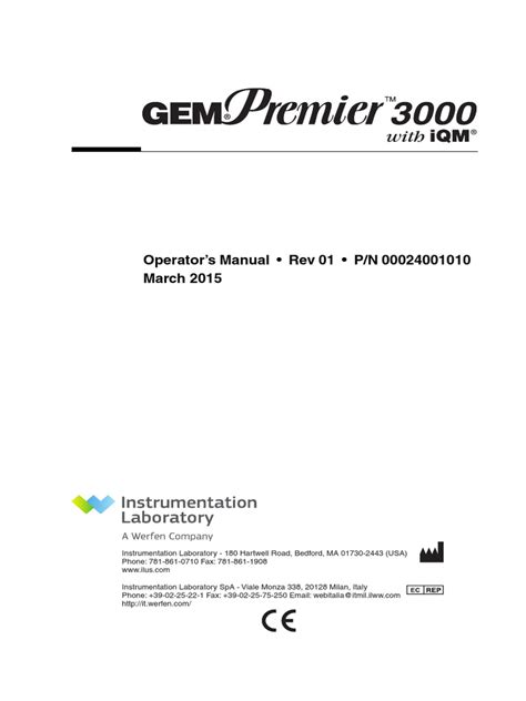 il gem premier 3000 operators manual PDF