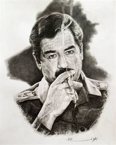 illustration saddam hussein drawing