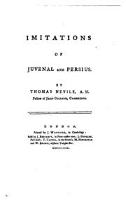 imitations juvenal persius thomas nevile Reader