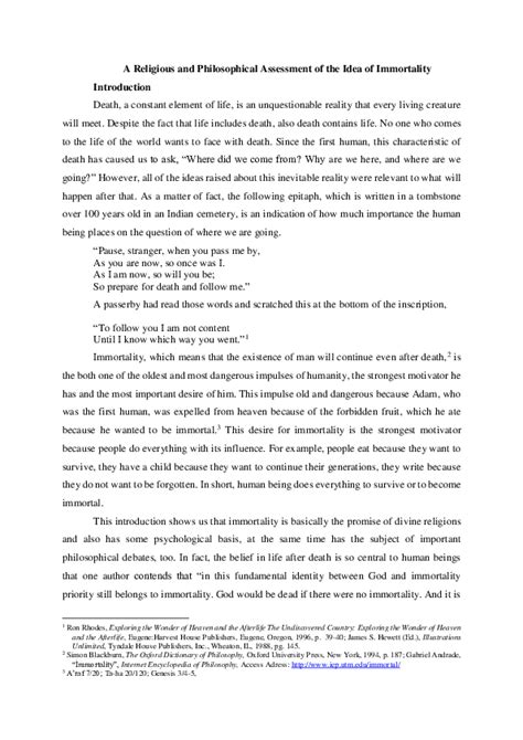 immortality philosophical topics PDF