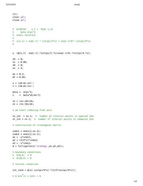 implicit heat equation matlab code Reader