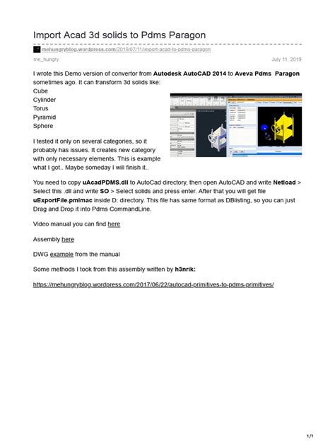 import pdms to autocad PDF