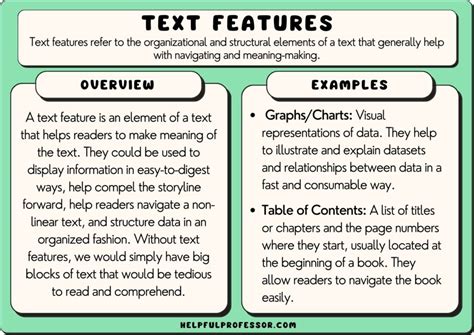 in text features what does table mean