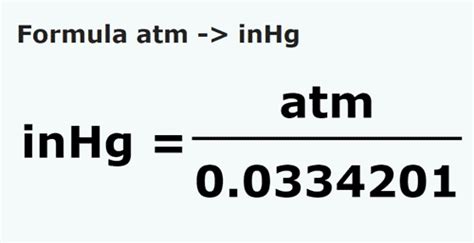 inches of mercury to atm