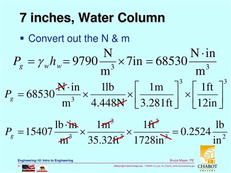 inches of water column to pa