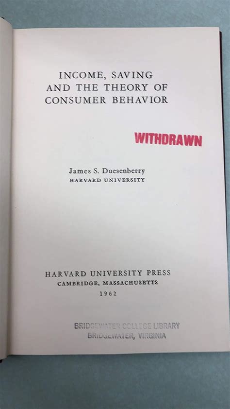 income saving and the theory of consumer behavior harvard economic studies Doc