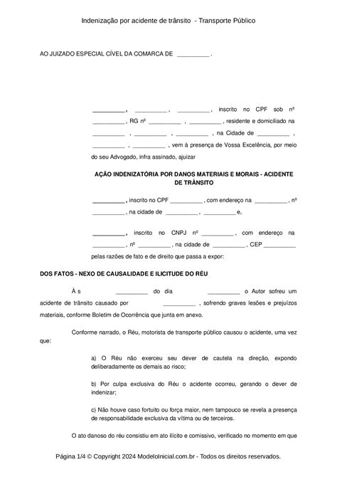 indenização por acidente de transito