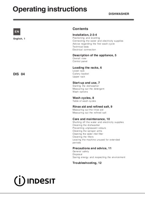 indesit kd341gw user guide PDF