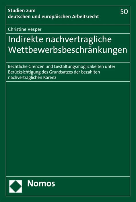 indirekte nachvertragliche wettbewerbsbeschr nkungen gestaltungsm glichkeiten ber cksichtigung Reader