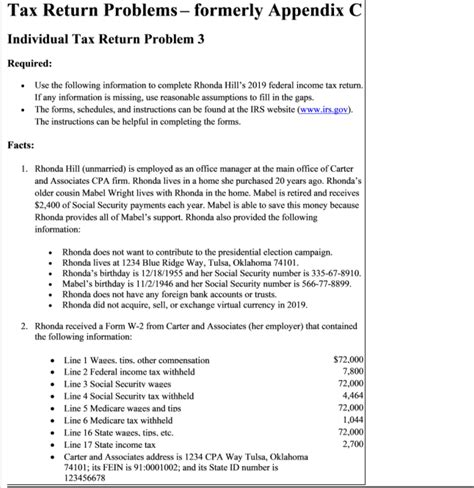 individual tax return problem 6 solution appendix PDF