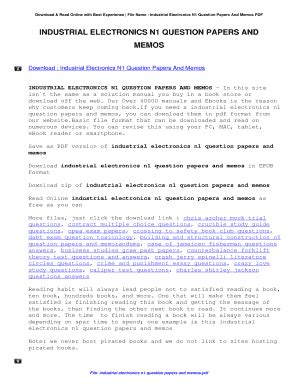 industrial electronics n1 question papers and memo Epub