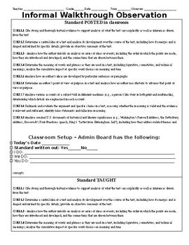 Informal Walkthrough Form