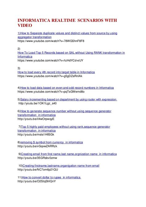 informatica real time scenarios with answers Kindle Editon