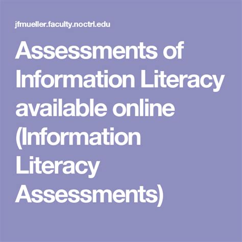 information literacy assessment information literacy assessment Doc