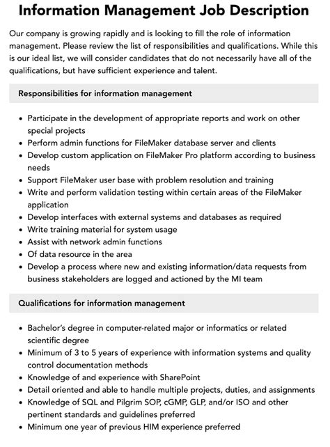 information management jobs