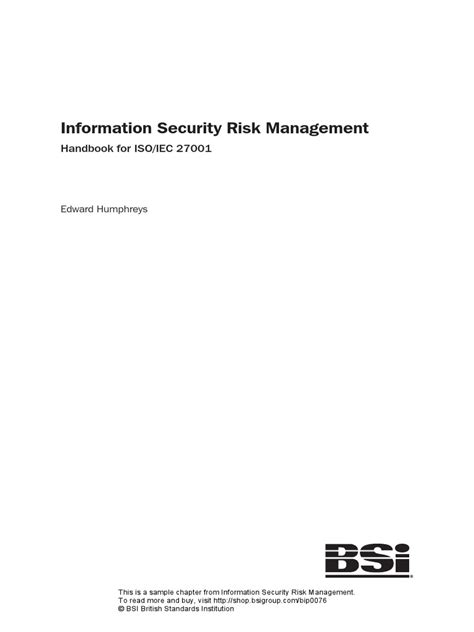 information security risk management handbook handbook for iso or iec 27001 Doc