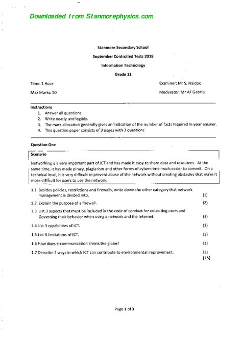 information technology 2014 exemplar paper 1 memorandum Epub