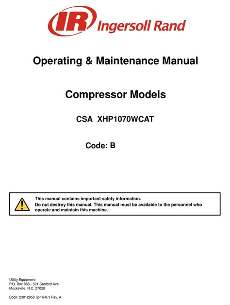 ingersoll r operator manual pdf PDF