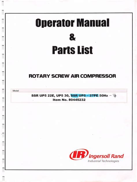 ingersoll r operator manual pdf PDF