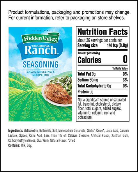 ingredients in hidden valley ranch dressing packet