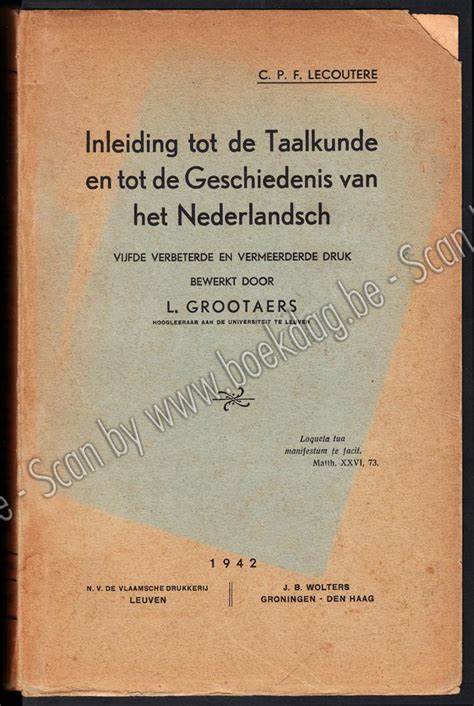 inleiding tot de taalkunde en de geschiedenis van het nederlandsch Doc