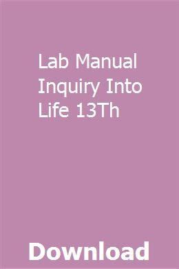 inquiry into life 13th edition lab manual answer key Reader