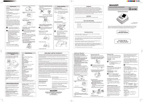 instruction manual for sharp xe a106 PDF