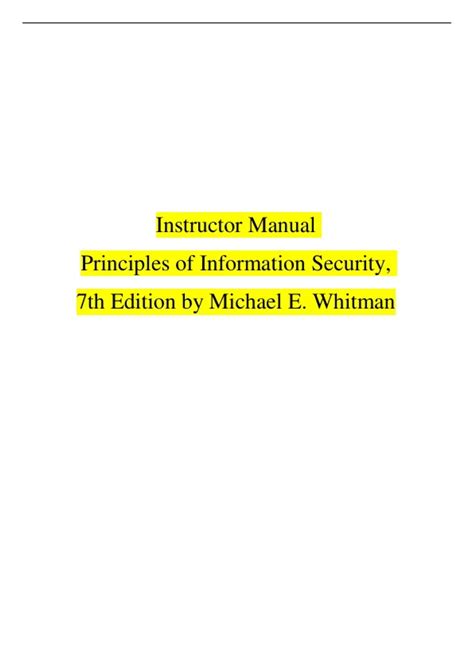 instructor edition principles of information security Doc