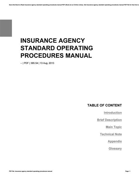 insurance agency standard operating procedures manual Ebook Kindle Editon