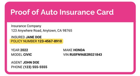 insurance card policy number