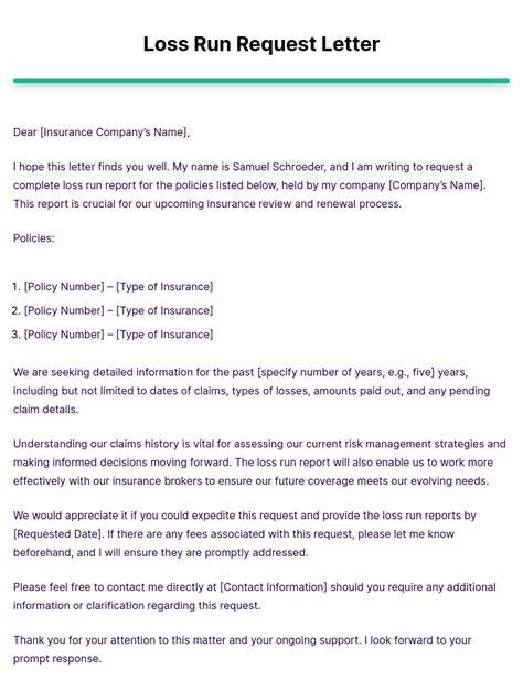 insurance loss run request letter Kindle Editon