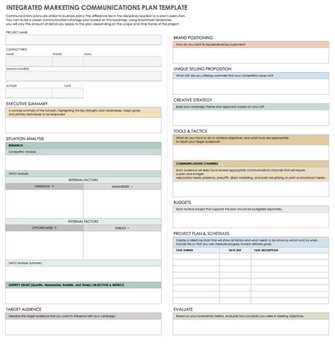 Integrated Marketing Communication Plan Template