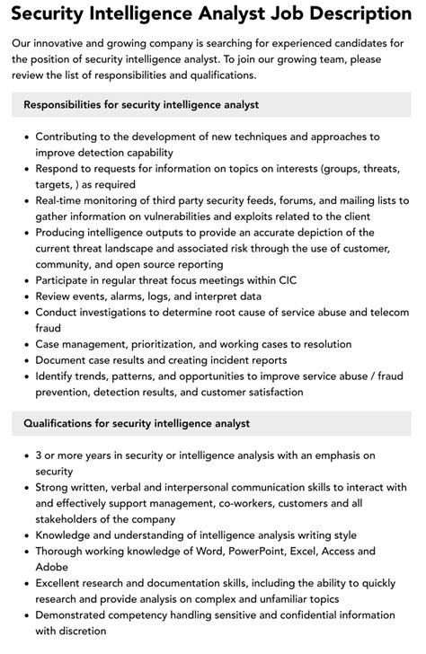 intelligence analyst job requirements