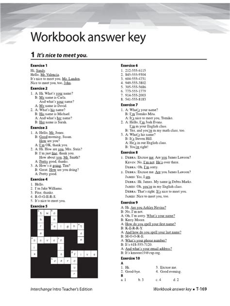 interchange 1 edition student answer key Doc