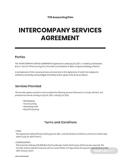 intercompany services agreement template PDF