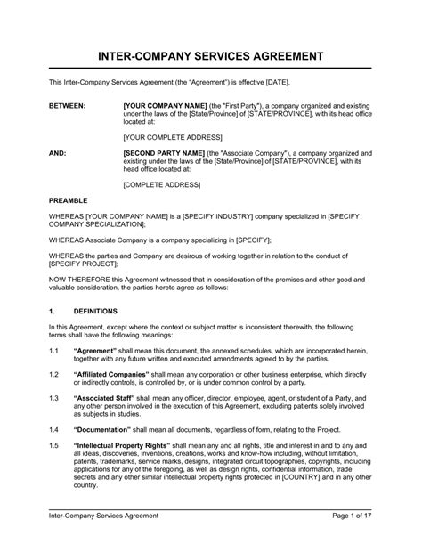 intercompany services agreement template PDF