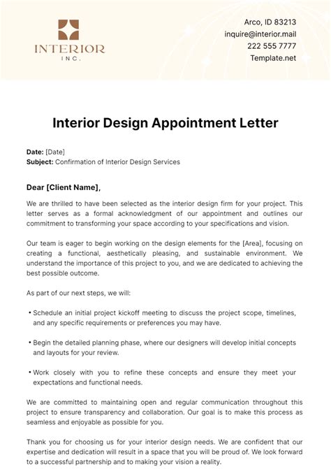 interior design appointment template Kindle Editon