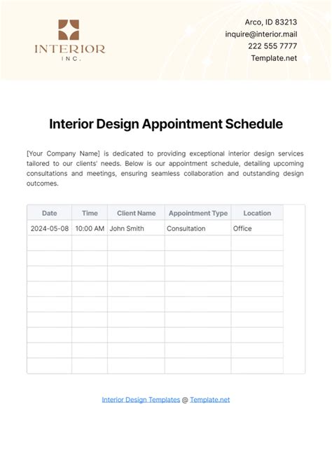 interior design appointment template Ebook Epub