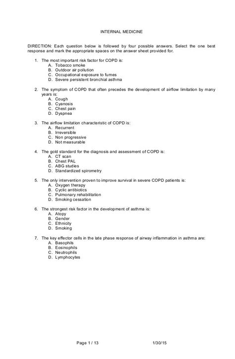 internal medicine intraining exam sample questions Doc