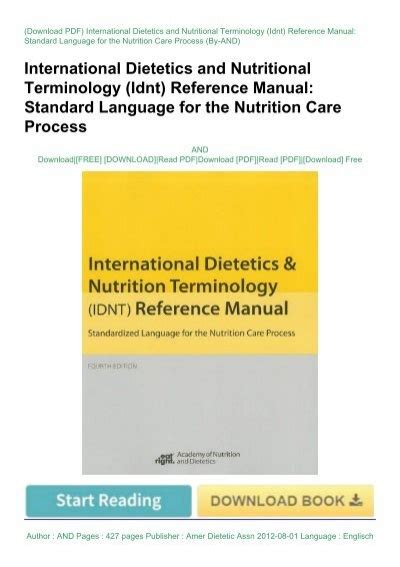 international dietetics and nutrition terminology reference manual Ebook Doc