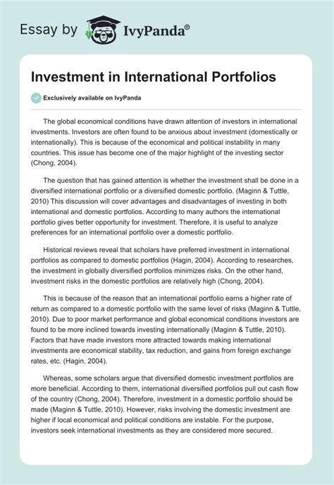 international exposure in portfolio paper