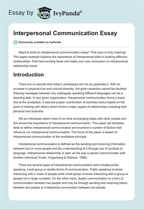 interpersonal communication paper topics Doc