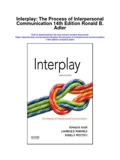 interplay the process of interpersonal communication 12th edition pdf Reader