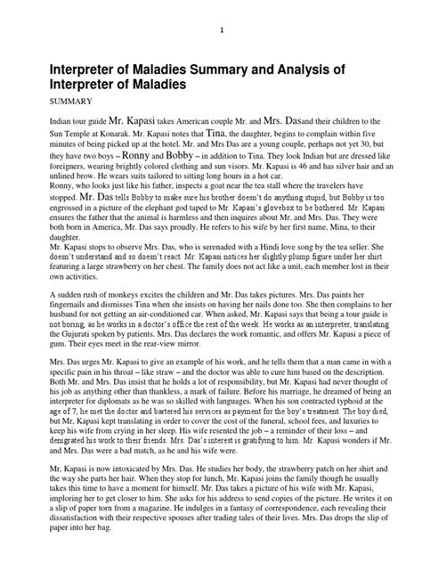 interpreter of maladies summary