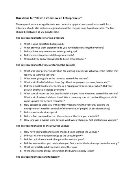 interview of an entrepreneur questions and answers PDF