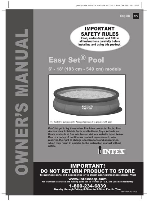 intex easy set pool instruction manual PDF