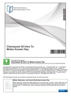 intro moles chemquest 30 answer key Reader