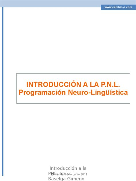 introduccion a la pnl programacion neurolingüistica Kindle Editon