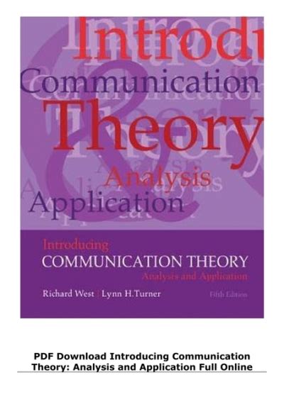 introducing communication theory analysis and application download PDF