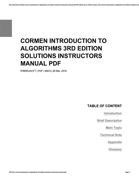 introduction to algorithms instructor manual edition 3 pdf Doc